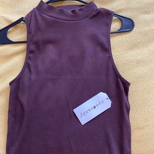 Brown turtleneck crop top, size Large